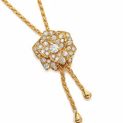 【中古】ピアジェ PIAGET ロングネックレス ラリエット バラ 薔薇 ローズ モチーフ パヴェ ダイヤモンド K18PG  ピンクゴールドのサムネイル