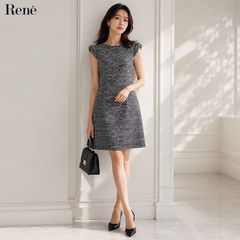 美品】Rene ルネ リボンブローチ ワンピース ドレス グレー 34サイズ