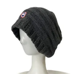 カナダグース CANADA GOOSE MERINOIM ニット帽 ビーニー 帽子 ワッペン グレーのサムネイル