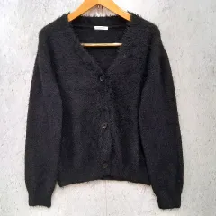 ap retro アプレトロ カーディガン シャギー加工 ニット Vネック ブラック Fサイズ ◇〇のサムネイル