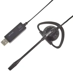 バッファロー BUFFALO 片耳イヤフック式ヘッドセット USB接続のサムネイル