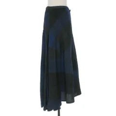 ヨウジヤマモトノアール YOHJI YAMAMOTO NOIR 17AW アシンメトリー チェック ロングスカート 2 ブラック/ブルー NK-S19-117のサムネイル