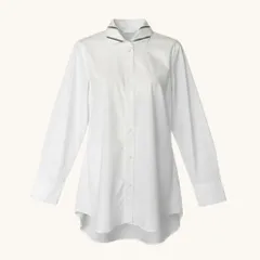 60e1 BRUNELLO CUCINELLI ブルネロクチネリ ロングスリーブシャツ トップス ビーズ装飾 ストレッチ サイズS ホワイト レディース 女性服o07tのサムネイル
