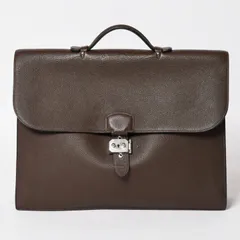 HERMES エルメス サック ア デペッシュ41 トリプル レザール ビジネスバッグ □R刻印 トゴ ショコラ 2014年製 シルバー金具 良品 中古 4a005050のサムネイル