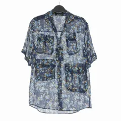 ディースクエアード DSQUARED2 22SS Tactical Bowl Shirt 花柄 シルクシャツ 半袖 42 ネイビー 紺 S71DM0552 国内正規のサムネイル