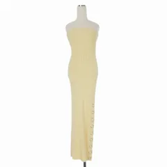ジルサンダー JIL SANDER リネンウール ベアトップ ニットワンピース ドレス サイドボタン 36 ベージュ JSWU752307のサムネイル