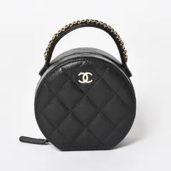 新品同様 CHANEL シャネル スモール ラウンドバニティバッグ ハンドバッグ ランダム番台 ココマーク キャビアスキン ブラック 中古 4a005118のサムネイル