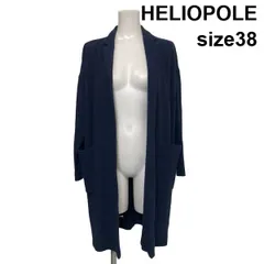 ◆ エリオポール HELIOPOLE ロングカーディガン コーディガン 長袖 オープンフロント トップス ネイビー 綿混 38 M 9号 レディース S6H669のサムネイル