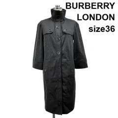 ◆ バーバリーロンドン BURBERRY LONDON ジャケット アウター ロング丈 七分袖 ハイネック グレー 毛 36 S 7号 レディース S6H664のサムネイル