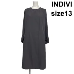 ◆ インディヴィ INDIVI ノーカラーコート ロングコート 長袖 Iライン 比翼仕立て チャコールグレー 13 XL 13号 レディース S6H679のサムネイル