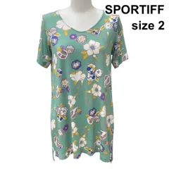 □ スポーティフ SPORTIFF チュニック カットソー 半袖 Vネック プルオーバー トップス プリント マルチカラー 2 M 9号 レディース Z6D102のサムネイル