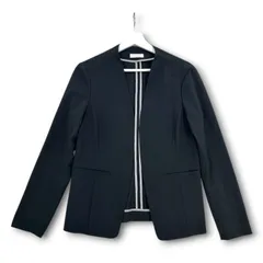 PASSIONE パシオーネ ノーカラージャケット 長袖 ボタンレス ビジネス オケージョン 黒 ブラック 40 レディース 通年 ゴーゴー古着セントラルパーク名古屋店No.久2599のサムネイル