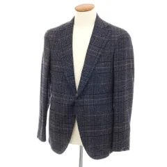 【新品】カナーリ CANALI ウールシルクナイロンカシミヤ チェック 2B テーラードジャケット ネイビーxブラック【サイズ48】【メンズ】のサムネイル