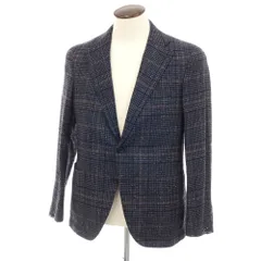【新品】カナーリ CANALI ウールシルクナイロンカシミヤ チェック 2B テーラードジャケット ネイビーxブラック【サイズ50】【メンズ】のサムネイル