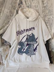 Amilige　Nightmare Wolf 耳付き半袖ジップパーカーのサムネイル