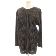 【中古】プリーツプリーズ PLEATS PLEASE 2024年秋冬 プリーツ ノーカラーブルゾン ブラックxマスタード【サイズ表記なし（L位）】【レディース】のサムネイル