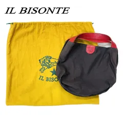 IL BISONTE イルビゾンテ ハンドバッグ キャンバス ダークブラウン × レッドのサムネイル