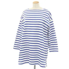 【中古】ビームスボーイ BEAMS BOY コットン ボーダー ボートネック カットソー ホワイトxブルー【サイズ表記なし（F）】【レディース】のサムネイル