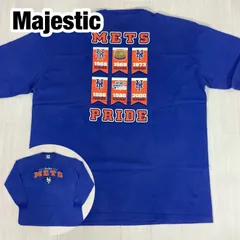 Majestic マジェステック MLB メジャーリーグ ニューヨーク・メッツ PRIDE バックプリント ロングスリーブシャツ 長袖カットソー ロンT サイズ2XL ブルー 青 着丈84.5cm 肩幅68.5cm 身幅(脇下)69cm 袖丈64cm【古着】のサムネイル