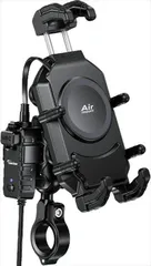 カエディア（Kaedear）KDR-M26A（ブラック）バイク用 スマホホルダー 充電 携帯ホルダー 振動吸収 Airマウント 一体型 QI ワイヤレス充電 USB電源, デビルホーンQI USB/Air Mount (充電スマホホルダー)のサムネイル