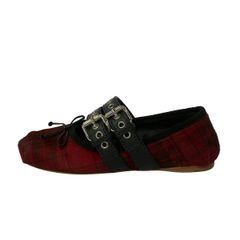 miu miu 35リボンフラットシューズ miumiu(ミュウミュウ) フラットシューズ 35 1/2 レディース レッド×黒