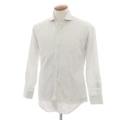 【中古】アレグリ Allegri コットン ストライプ ホリゾンタルカラー ドレスシャツ ホワイトxグレー【サイズ46】【メンズ】のサムネイル