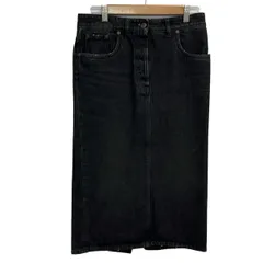 PRADA(プラダ) ロングスカート サイズ38 S レディース美品  - GFD163 黒 デニム/バックスリット/トライアングルロゴ/ダメージ加工のサムネイル