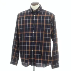 【中古】オンブレニーニョ Hombre Nino コットン チェック レギュラーカラー カジュアルシャツ ダークネイビーxライトブラウン【サイズL】【メンズ】のサムネイル