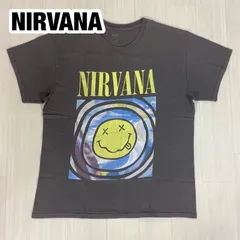 NIRVANA 二ルヴァーナ スマイルマーク ビッグプリント バンドTシャツ バンT ロックTシャツ サイズM グレー 着丈69.5cm 肩幅48.5cm 身幅(脇下)55cm 袖丈17.5cm【古着】のサムネイル