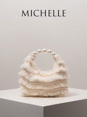 가방 여성 파티 백 (랜덤 패턴) 여성 핸드백, 진주 가방, 레이스, 프릴, 이브닝 드레스, 파티 드레스, 볼 가운, 볼 액세서리, 웨딩 용품, 우아한 여성 지갑, 여성 선물