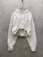 ZARA ザラ コットン クロップド丈 パーカー フーディー ブルゾン ジャケット 変形ヘム ネックタック スナップボタン sizeUSA XS/白 ■◇ レディースのサムネイル