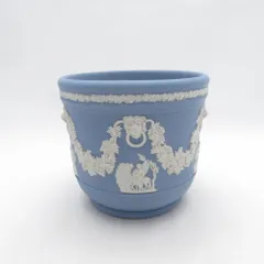 美品 WEDGWOOD ウェッジウッド ジャスパー フラワーポット 花瓶 プランターカバー 鉢 英国 SU14281G1 のサムネイル