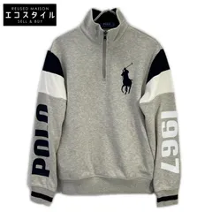 POLO RALPH LAUREN　ポロ ラルフローレン　グレー ビッグポニー コットン ハーフジップスウェットプルオーバー　Sのサムネイル