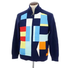 【中古】ランズエンド Lands End コットン スタンドカラー ジップアップ カーディガン ネイビーxマルチカラー【サイズL】【メンズ】のサムネイル