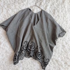 45R 45rpm藍染パッチワークトップス Tシャツ カットソー 上着
