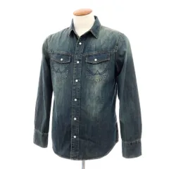 【中古】オールセインツ AllSaints コットン デニム カジュアルシャツ ネイビー【サイズM】【メンズ】のサムネイル