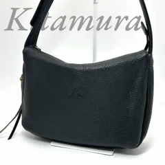 【B5792】 Kitamura キタムラ ショルダーバッグ 斜め掛け レザー ブラック シボ革 ロゴ型押し ファスナーポケット レディースのサムネイル