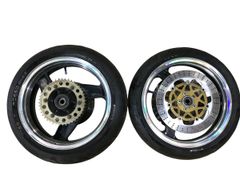 ゼファー400用 純正 5本スポークホイール 前後セット ゴールド塗装済