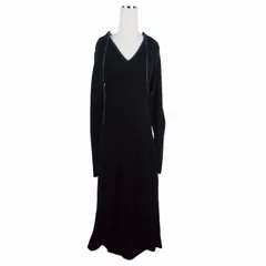タン TAN 22AW DOGLEG SLEEVES LONG ONEPIECE ドッグレッグ ニットロングワンピース ドレス F ブラック 黒 TN22AW027のサムネイル
