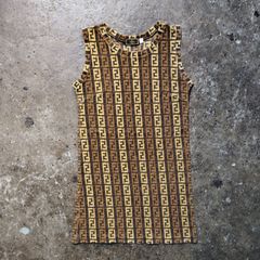 FENDI ズッカ柄パイルワンピース ノースリーブ フェンディ イタリア製