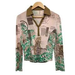 伊太利屋/GKITALIYA(イタリヤ) 長袖ポロシャツ サイズ7 S レディース美品  - ライトピンク×ベージュ×マルチ ラインストーンのサムネイル