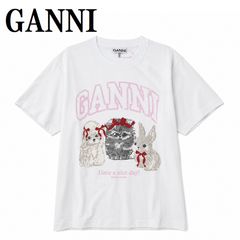 ガニー GANNI A1050029 151 XS S M L Tシャツ 半袖 ロゴ プリント おしゃれ ウィメンズ レディース ブライト ホワイト