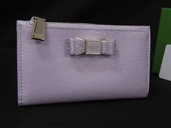 ■新品同様■ kate spade ケイトスペード モーガン ボウ エンベリッシュ レザー コインケース カード入れ ライトパープル系 BR3951のサムネイル