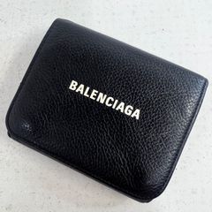 美品】バレンシアガ 三つ折り財布 エブリデイ ブラック カーフスキン