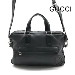 良品 GUCCI グッチ インターロッキング ソーホー ビジネスバッグ 2WAY ハンド ショルダー バッグ 斜め掛け レザー ブラック メンズ r2049のサムネイル