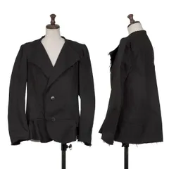 ヨウジヤマモト ファムYohji Yamamoto FEMME コットン断ち切りデザインジャケット 黒3のサムネイル