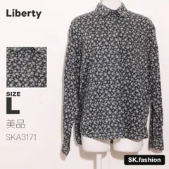 美品 Liberty トップス シャツ　長袖　花柄　ラウンドヘム　バックロング　綿100％のサムネイル