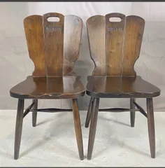 E④ Karimoku カリモク RUSTIC ルスティック ダイニングチェア 2脚 ペア 木製 チェア 椅子 イス 食卓椅子 家具 カントリーのサムネイル