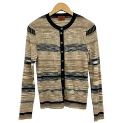MISSONI(ミッソーニ) カーディガン サイズ46 L レディース美品  - ベージュ×黒×白 長袖のサムネイル