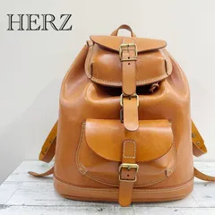HERZ ヘルツ 迫力のWポケットリュック R-9 リュック レザー 革製 ハードレザー キャメル 鞄 _208のサムネイル